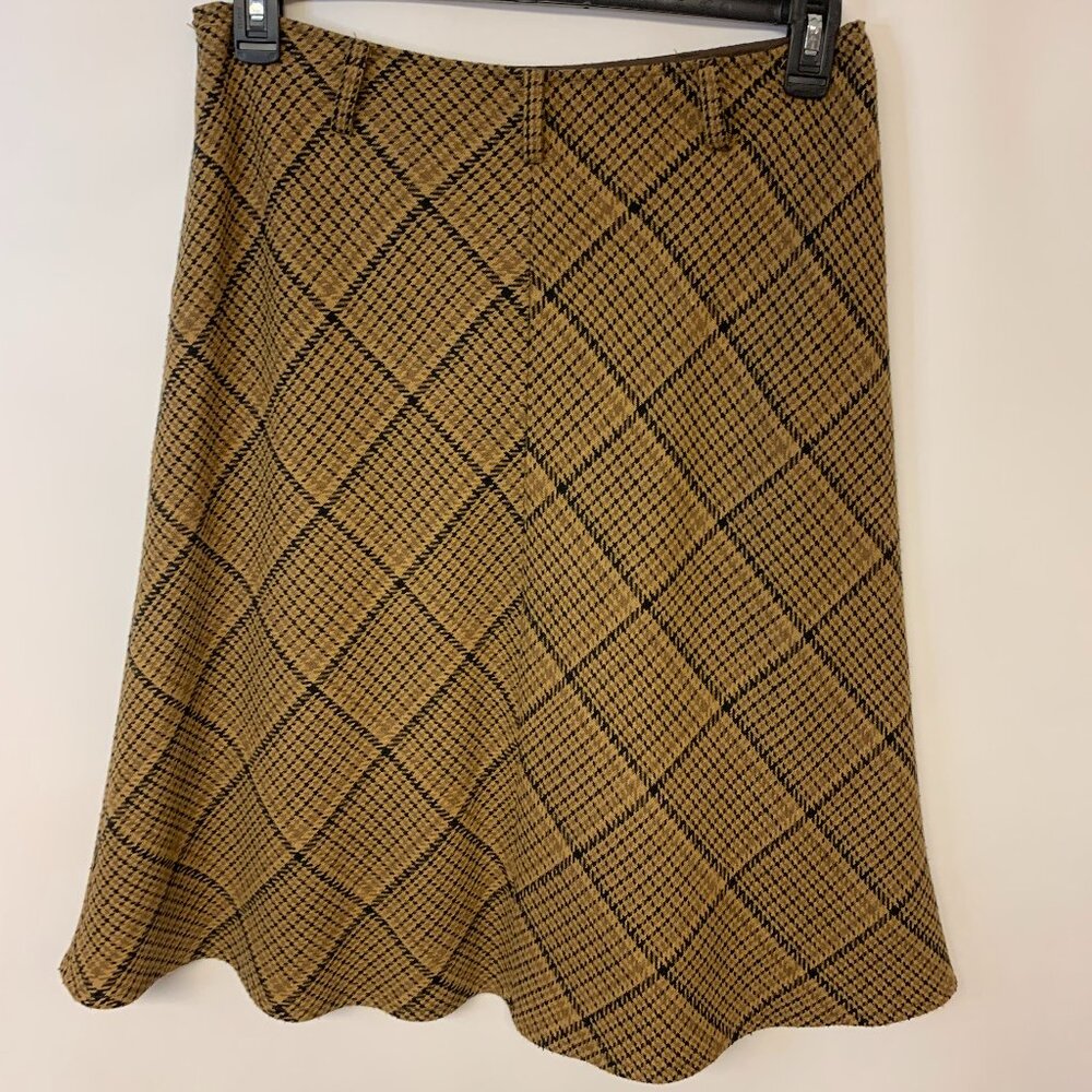 David Brooks Skirt Brown Plaid A-Line Classic Office Retro Academia Womens SZ 8